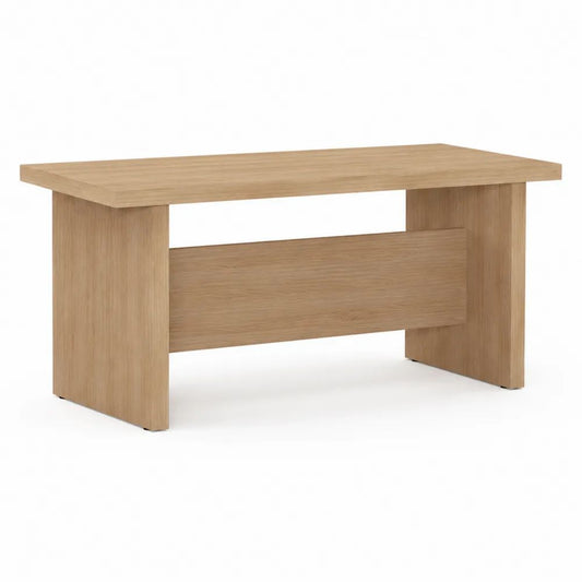 Bureau droit rectangulaire en panneaux de particules mélaminés, chêne naturel, 120 × 60 × 75 cm