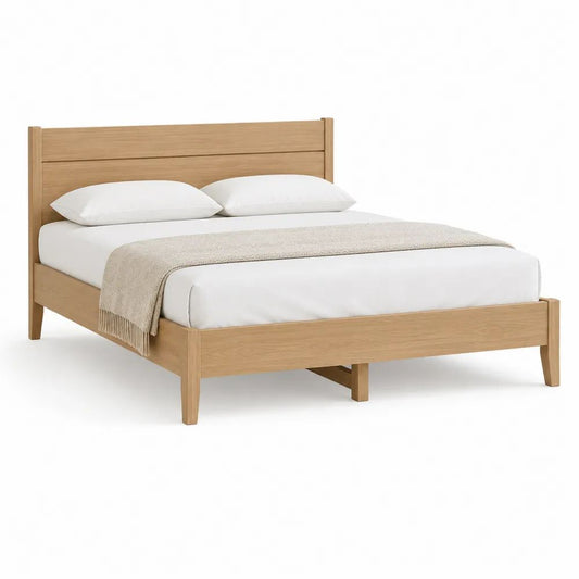 Cadre de lit double en bois 160 x 200 cm avec tête de lit, chêne naturel